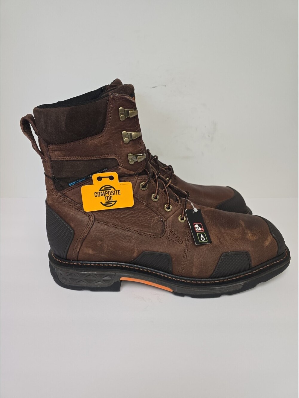 Ariat Men's OverDrive 8" Wide Square Composite Toe Waterproof Boot Brown 11.5 EE - Picture 2 of 8